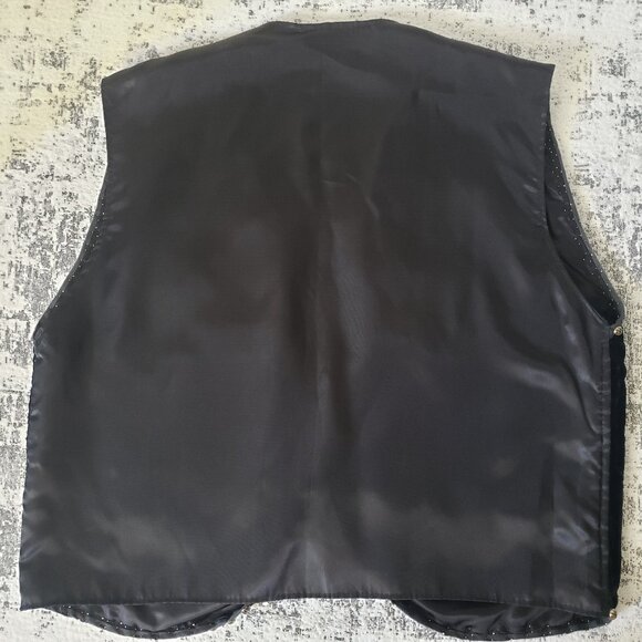 Floral Red Green Bohemian Boho Embroidered Lined Vest with metal stud buttons - Picture 13 of 14